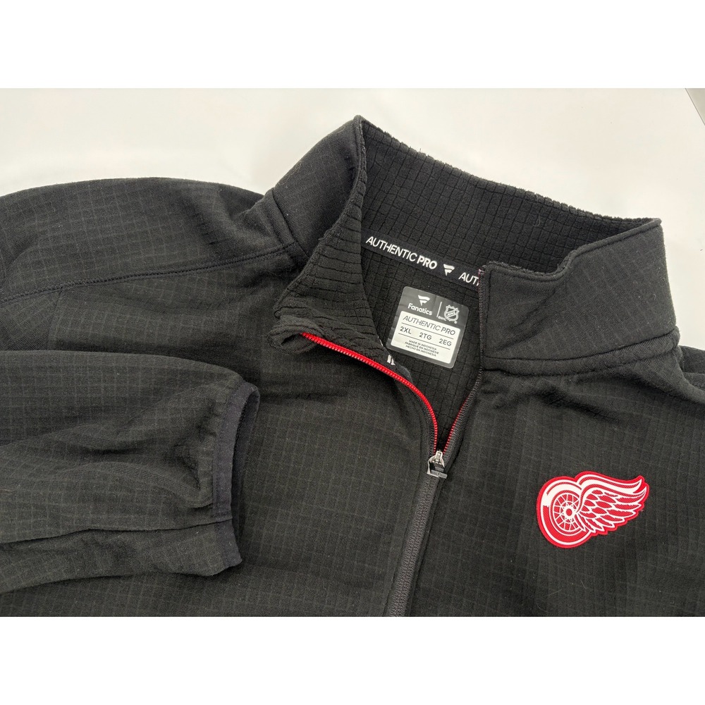 Fanatics Men's NHL Authentic Pro Detroit Red Wings Black 1/4 Zip Pullover, 2XL